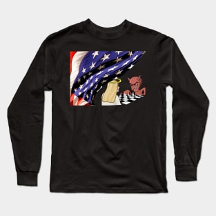 St Michael Angel Catholic Saint Archangel USA Vote United States Flag Patriot Long Sleeve T-Shirt